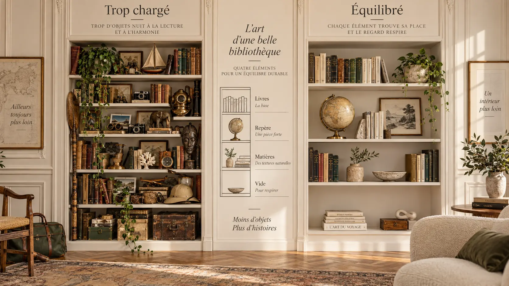 Comparaison entre une bibliothèque d’explorateur surchargée et équilibrée